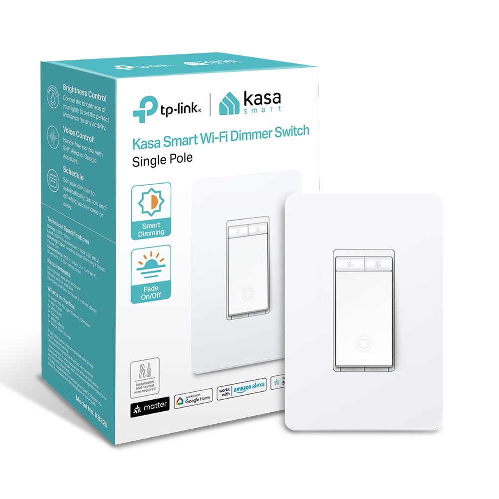Kasa Smart Dimmer Switch HS220P3, Single Pole, Needs Neutral Wire