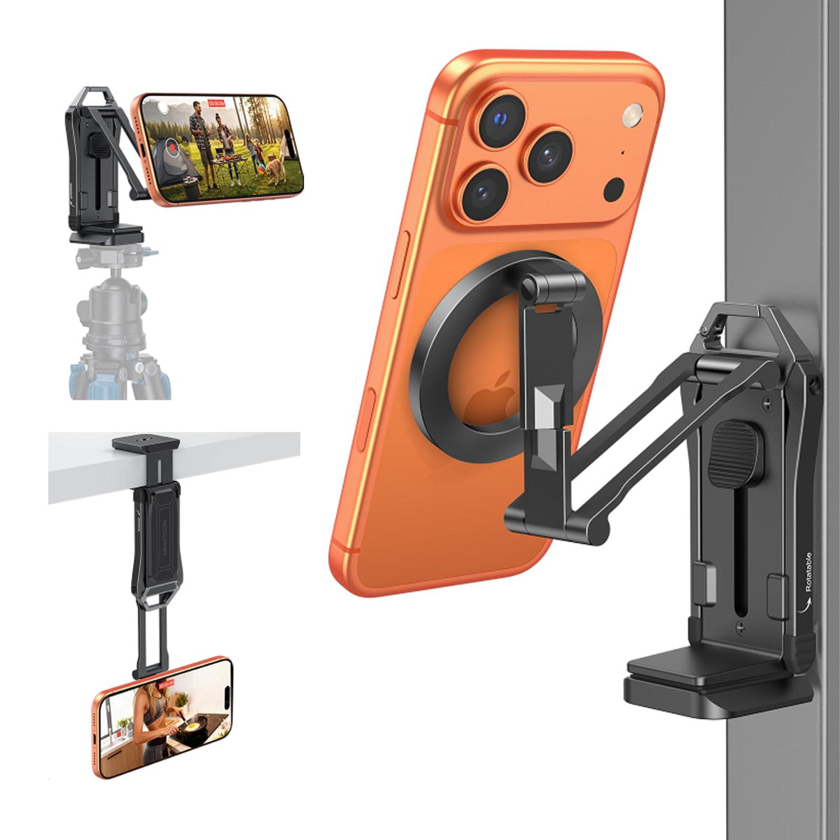 OMOTON TP02-Ultra 2 in 1 Magnetic Phone Tripod for DJI/GoPro iPhone, Black