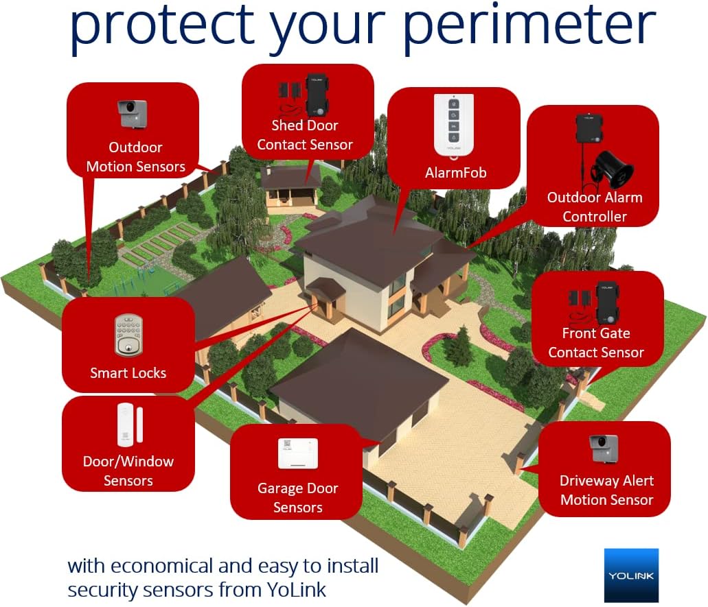 YoLink Smart Home Starter Kit 1/4 Mile World's Longest Range Smart Home Security System Include Smart Hub, Wireless Door Sensor, Water Leak Sensor, and Alexa Google Assistance IFTTT Enabled Smart Plug