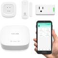 YoLink Smart Home Starter Kit 1/4 Mile World's Longest Range Smart Home Security System Include Smart Hub, Wireless Door Sensor, Water Leak Sensor, and Alexa Google Assistance IFTTT Enabled Smart Plug