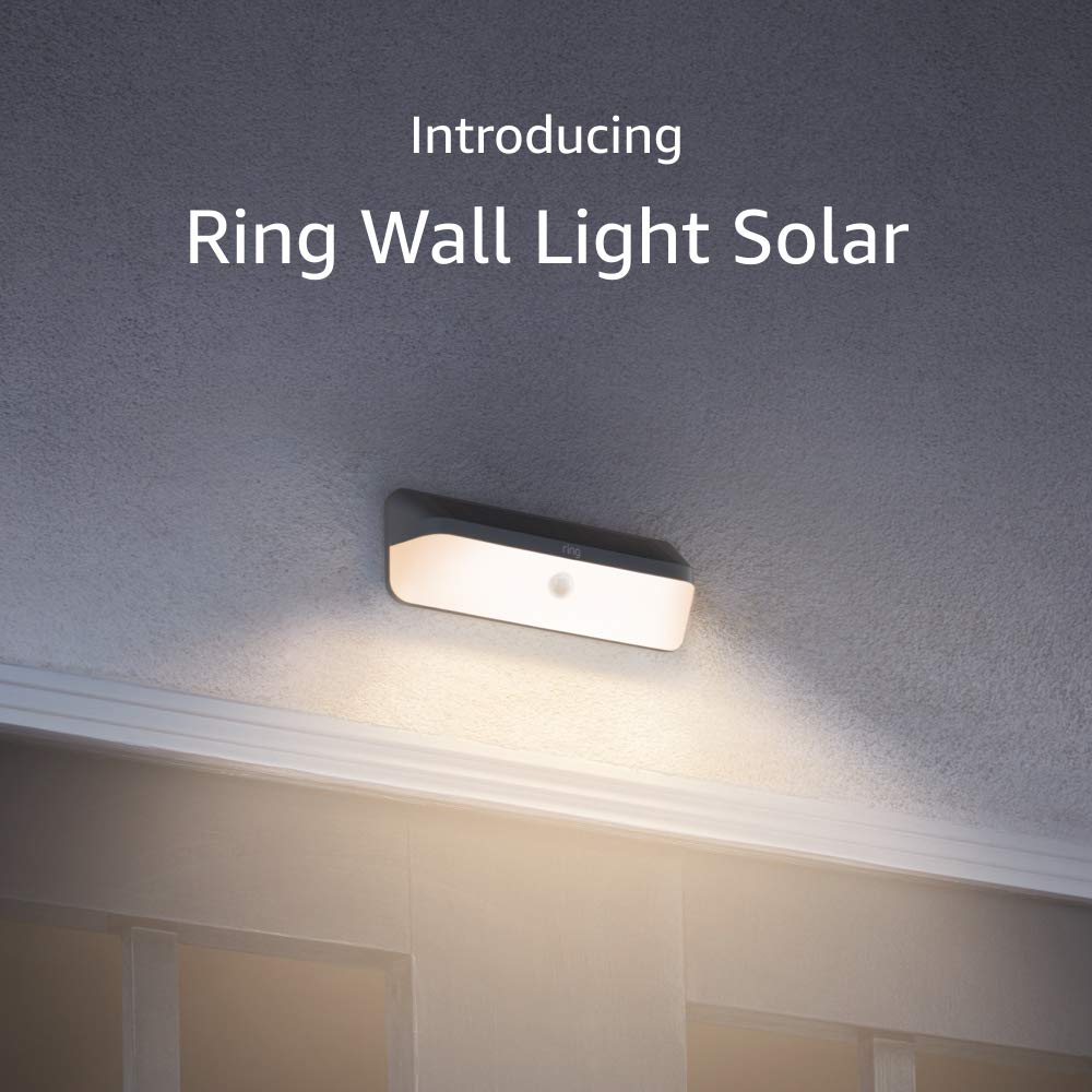 Ring Wall Light Solar — Motion-activated wall light, bright LEDs, works with Amazon Sidewalk, Black