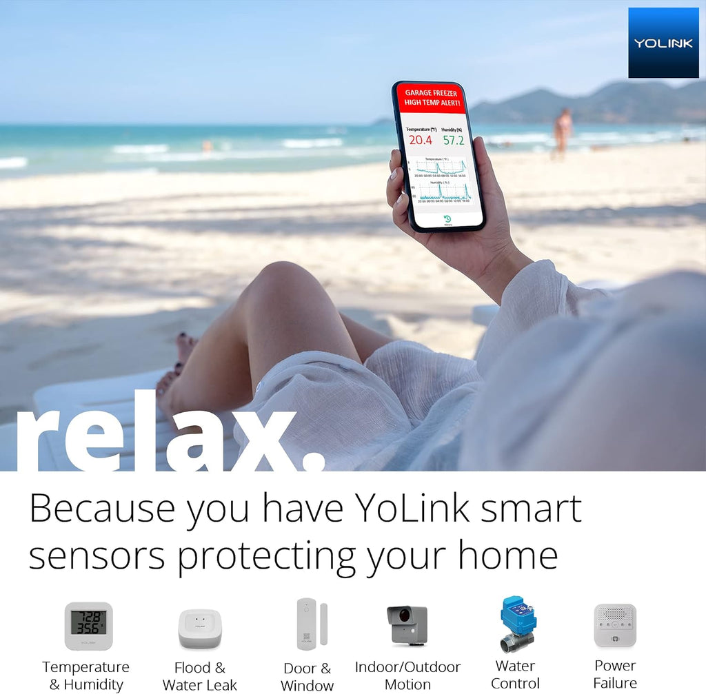 YoLink Smart Home Starter Kit 1/4 Mile World's Longest Range Smart Home Security System Include Smart Hub, Wireless Door Sensor, Water Leak Sensor, and Alexa Google Assistance IFTTT Enabled Smart Plug
