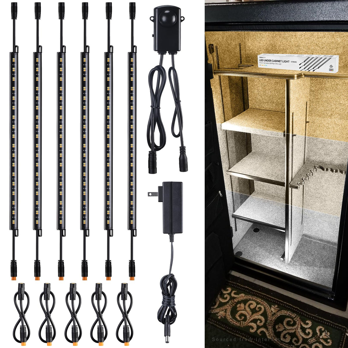TORCHSTAR 6pcs 12 Inch LED Safe Lighting Kit, Motion Sensor, 5000K