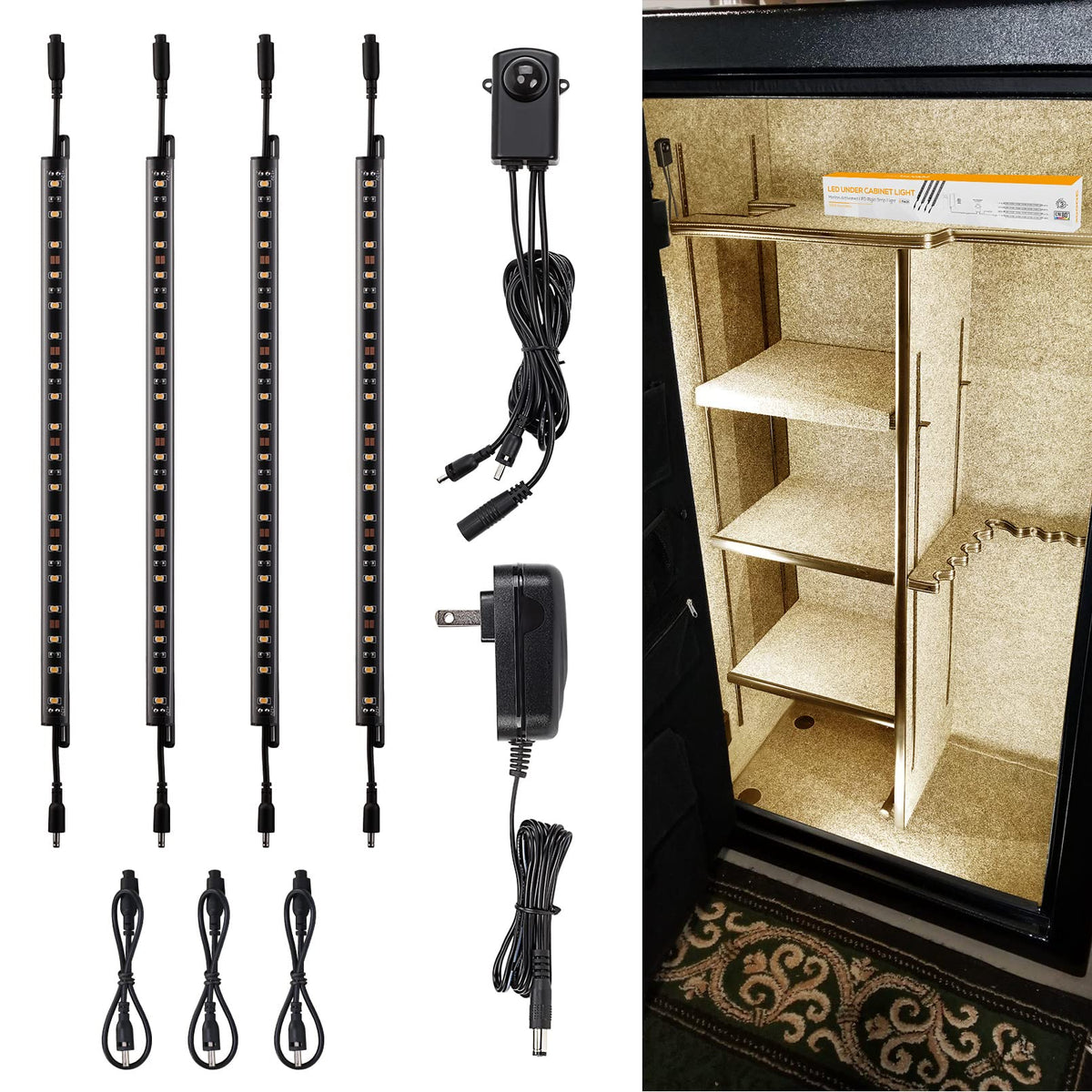TORCHSTAR 6pcs 12 Inch LED Safe Lighting Kit, Motion Sensor, 5000K