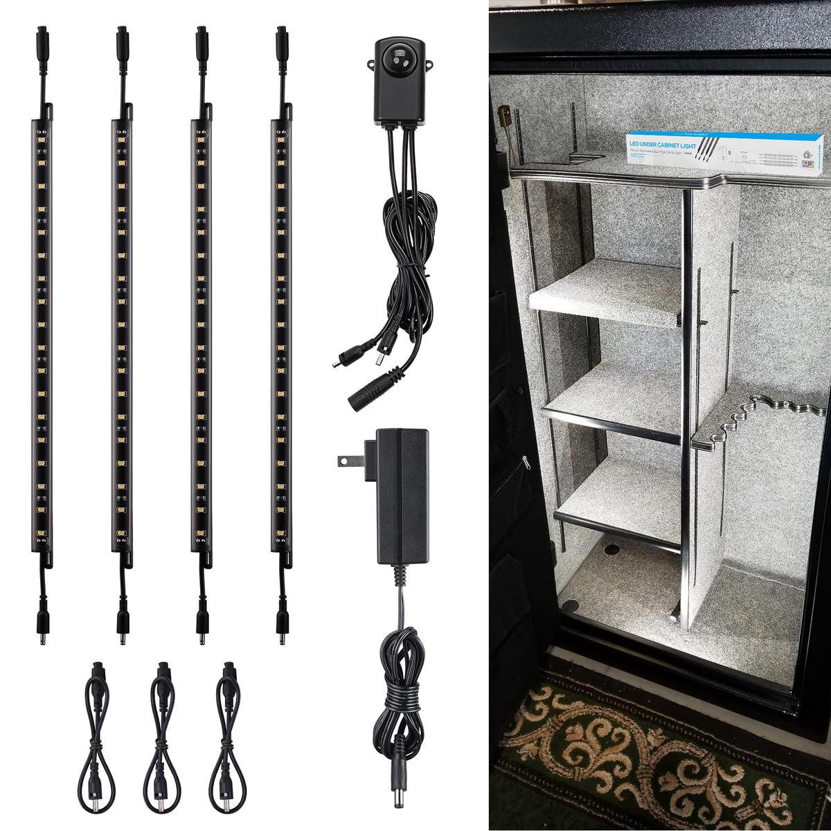 TORCHSTAR 6pcs 12 Inch LED Safe Lighting Kit, Motion Sensor, 5000K